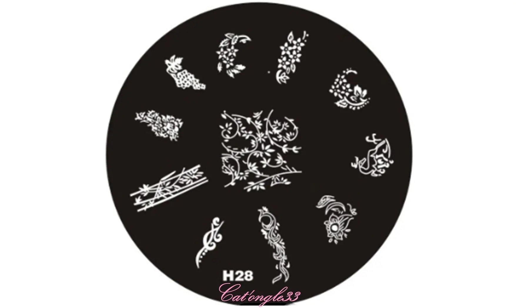 Plaque stamping H28 ronde nail art