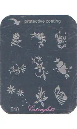 Plaque stamping B10 rectangle nail art