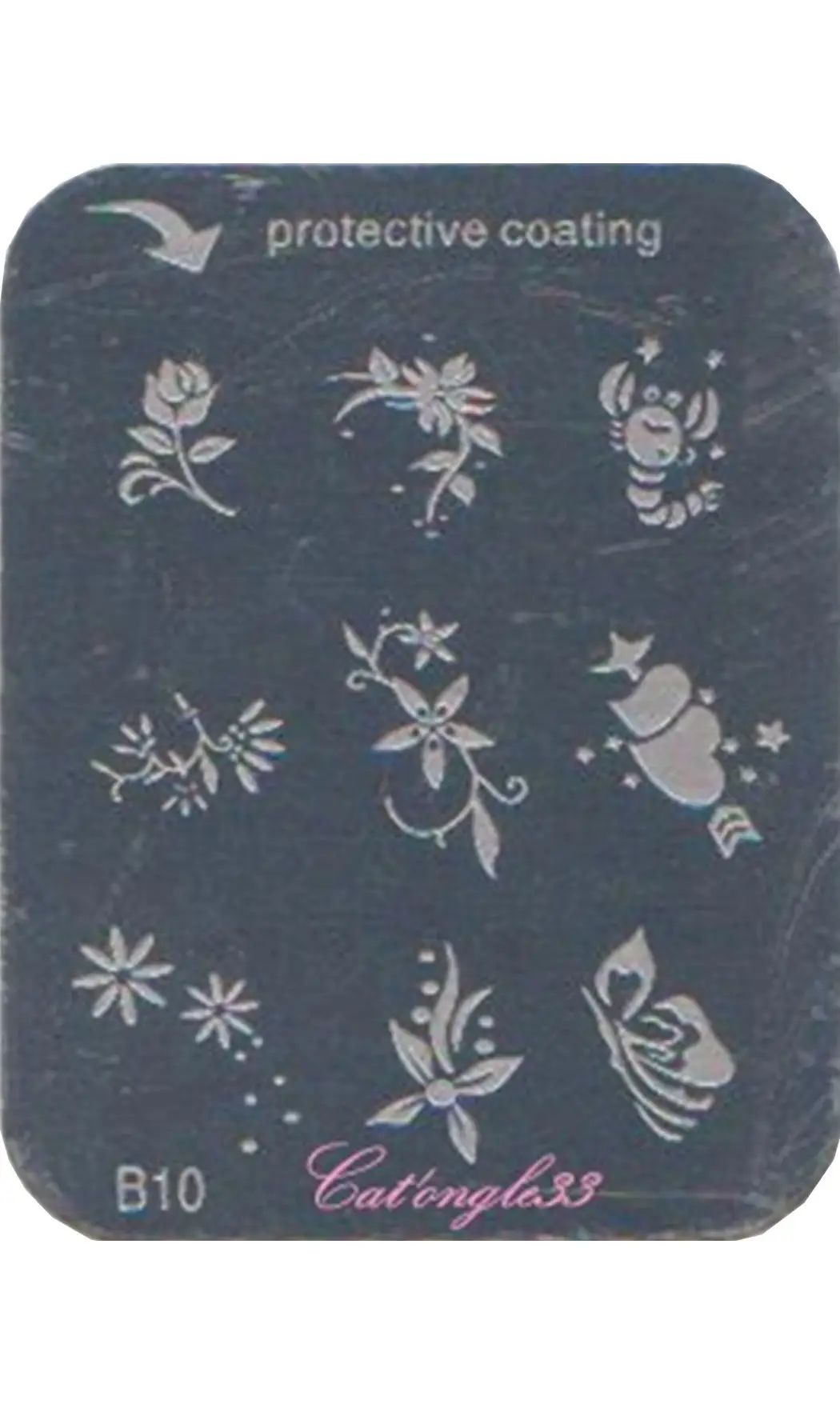 Plaque stamping B10 rectangle nail art