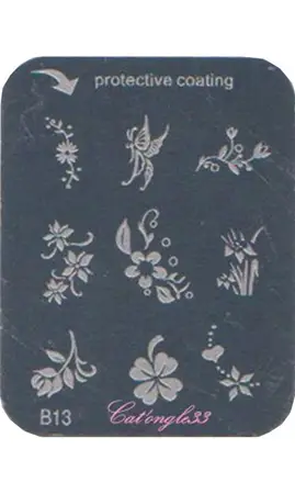 Plaque stamping B13 rectangle nail art