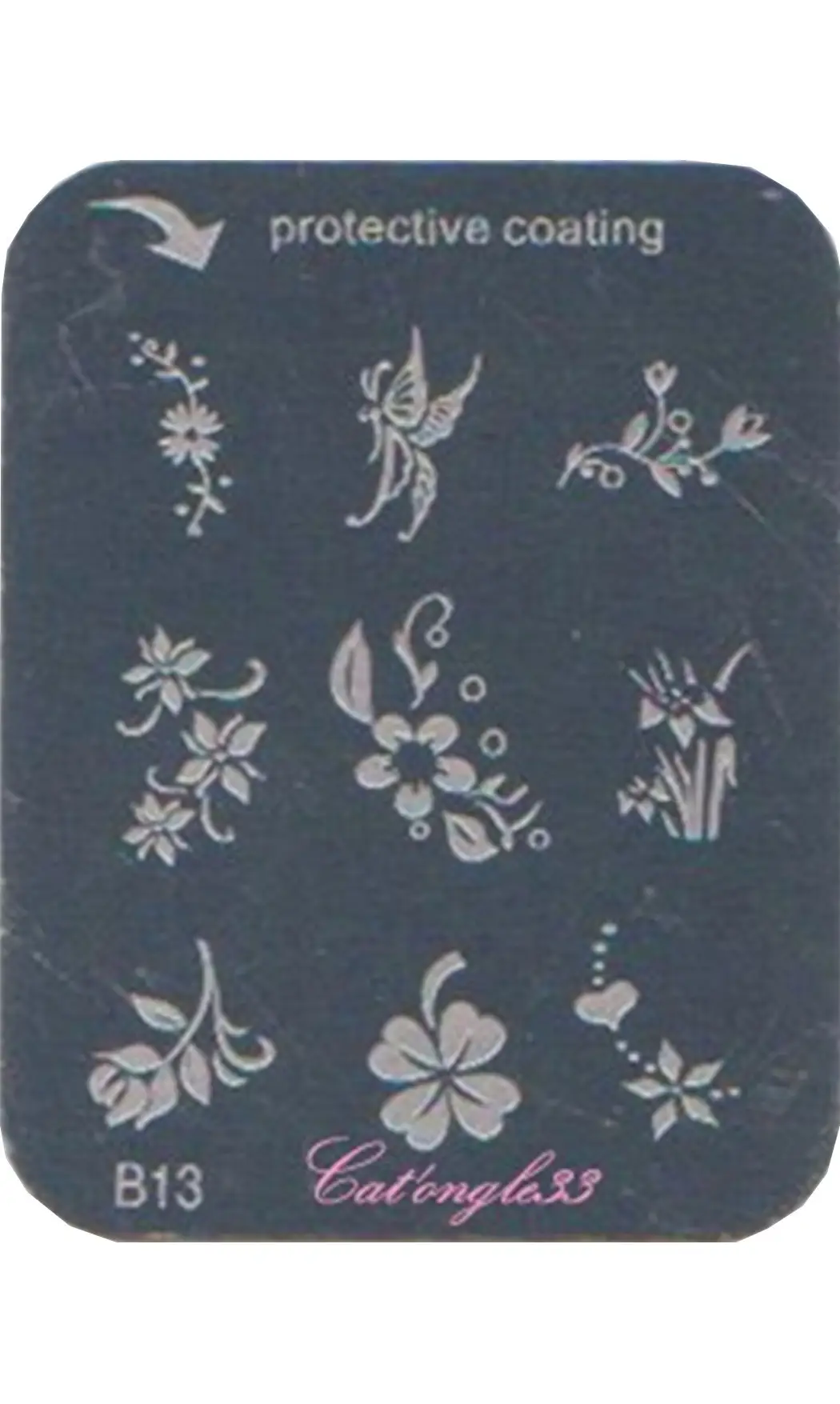 Plaque stamping B13 rectangle nail art