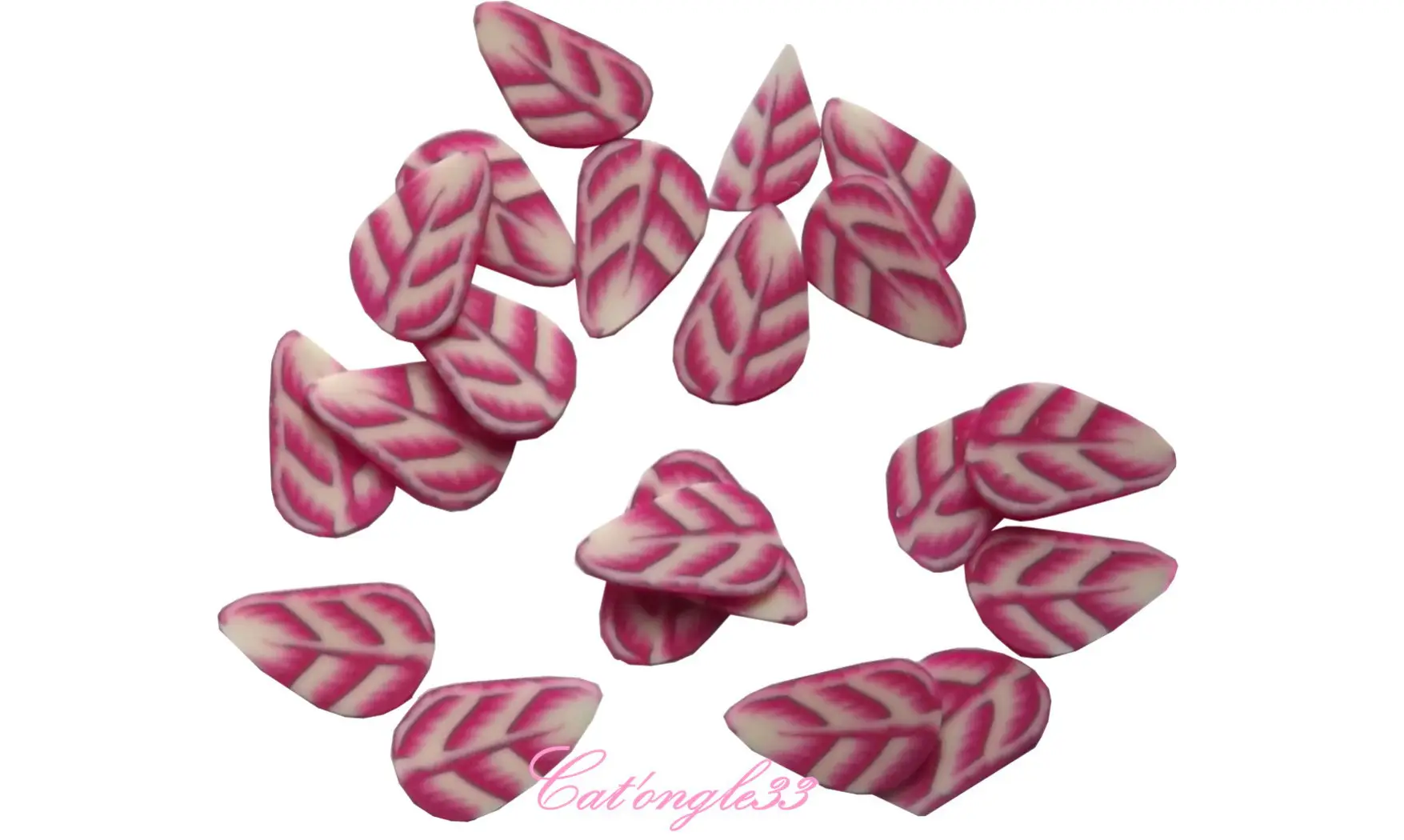 Sachet de fimo plume rose blanche