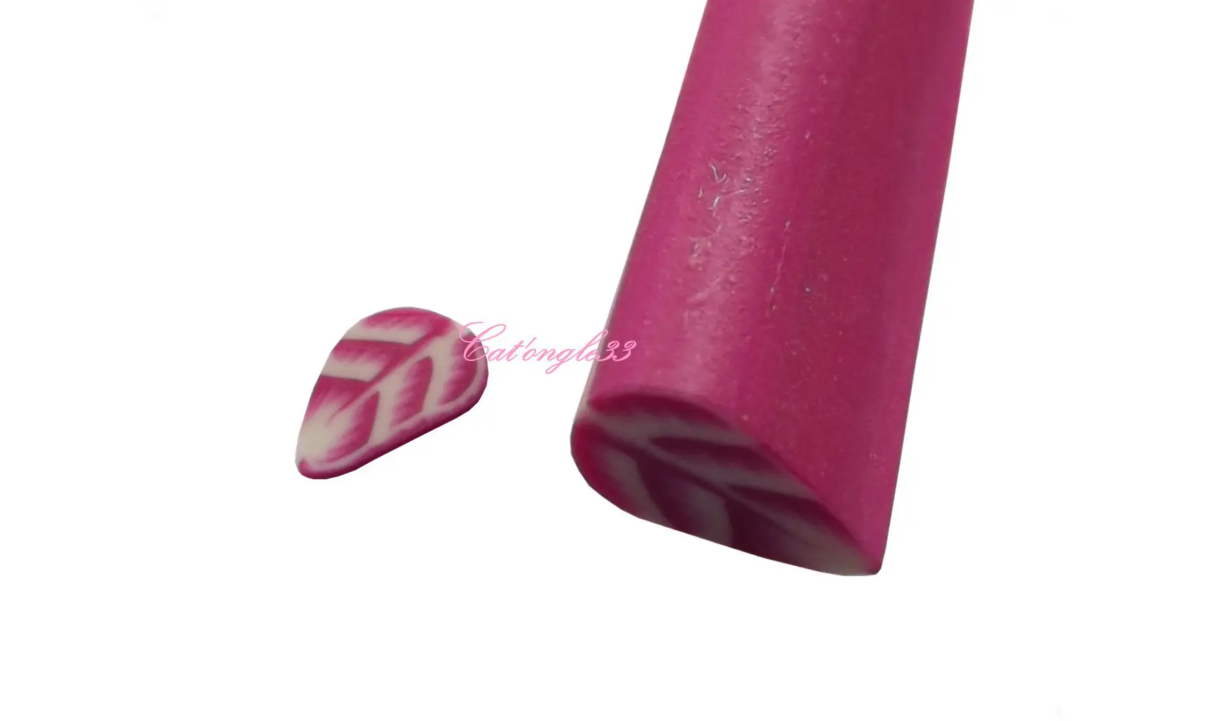 Baton fimo plume rose blanche