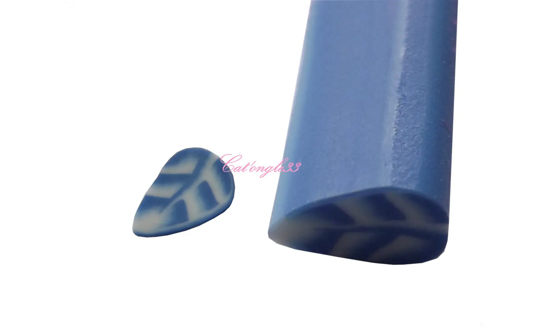 Baton fimo plume bleu blanche
