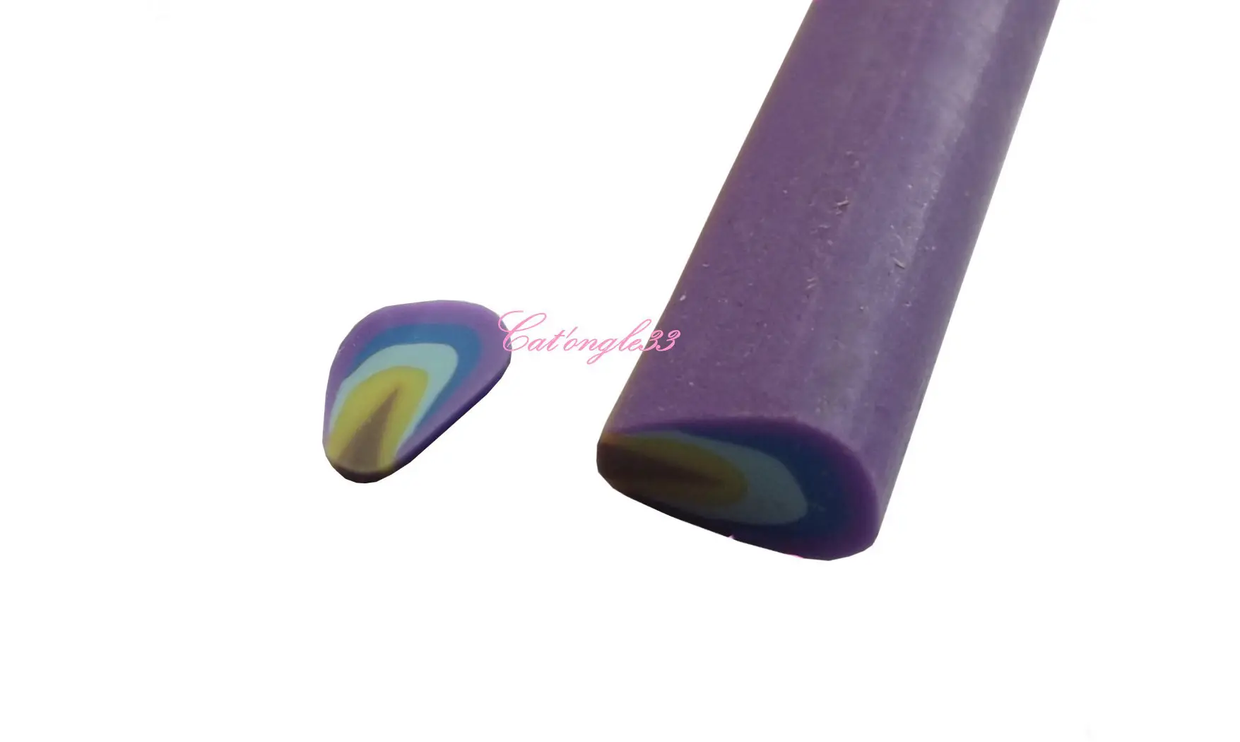 Baton fimo plume violette multicouleur
