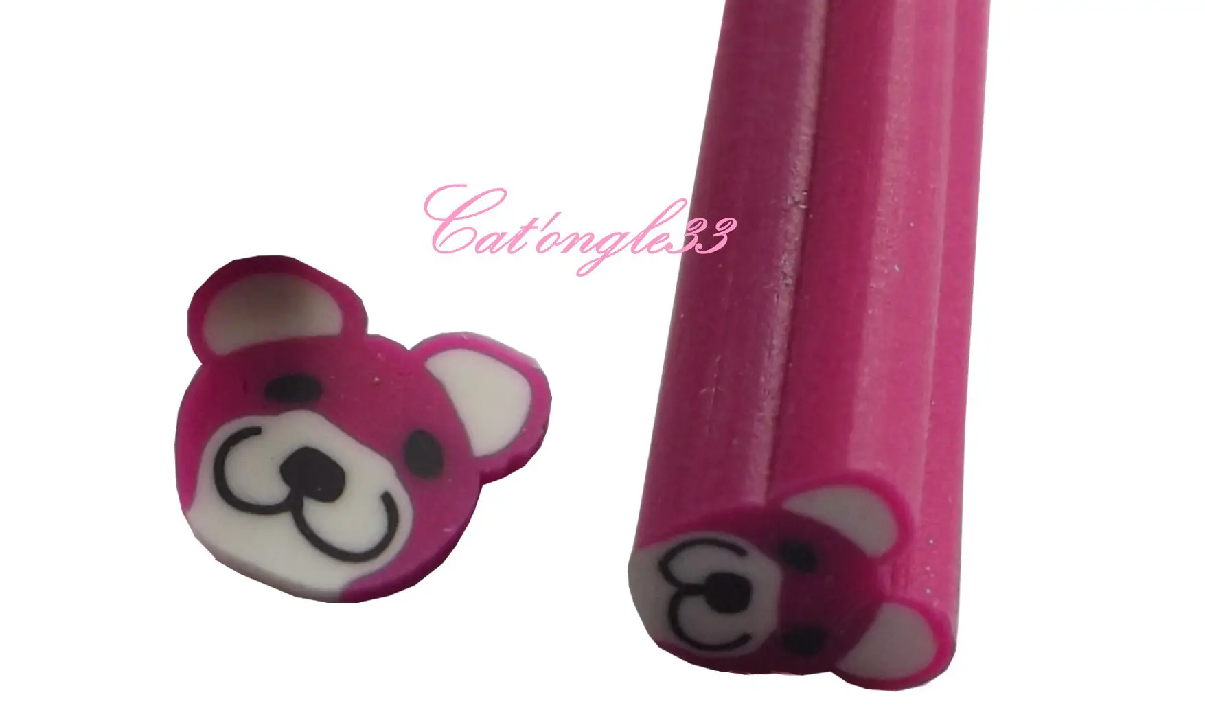 Baton fimo ourson fuchsia