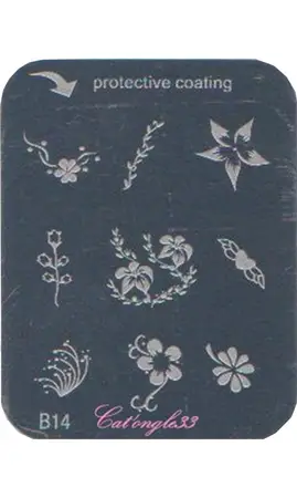 Plaque stamping B14 rectangle nail art