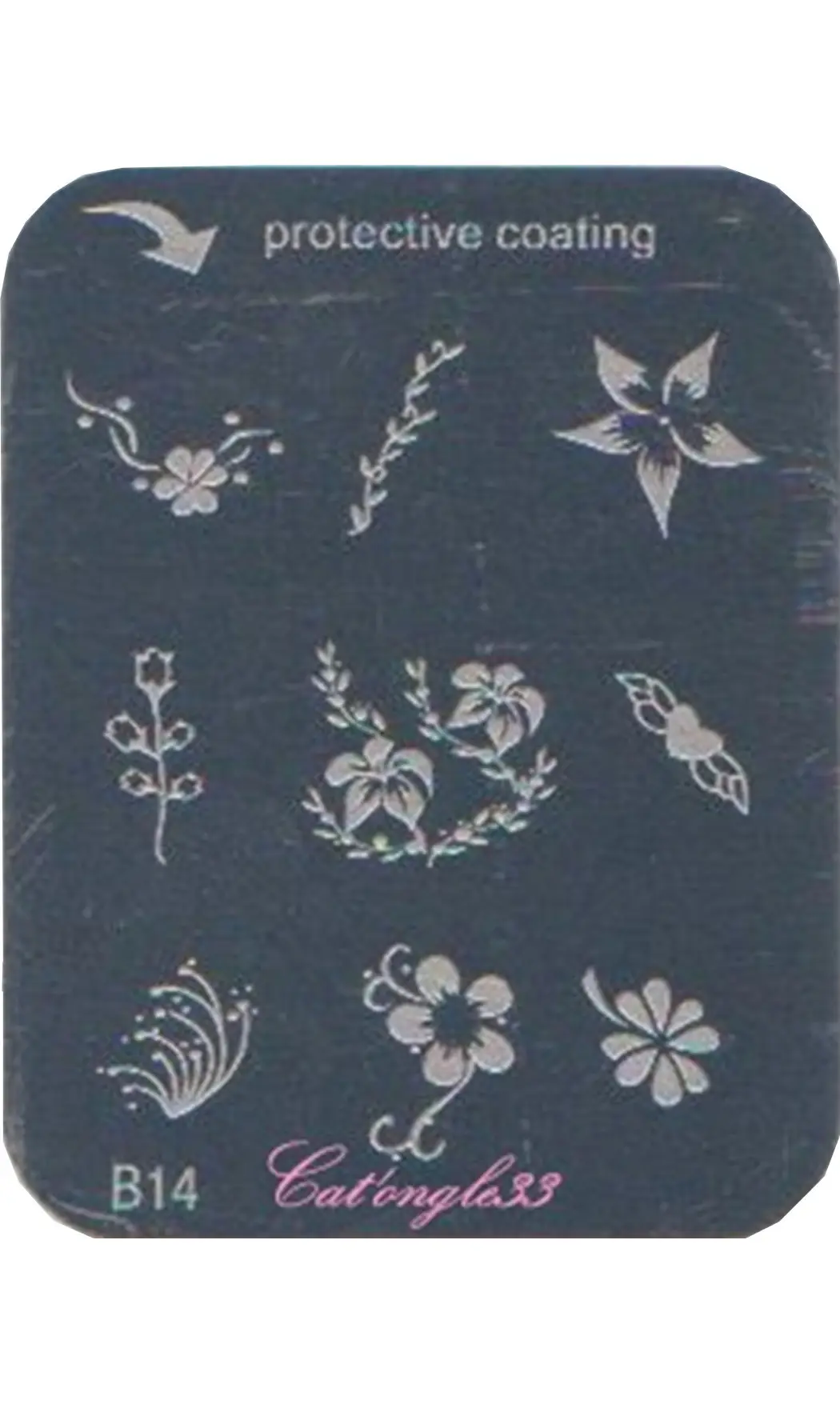Plaque stamping B14 rectangle nail art