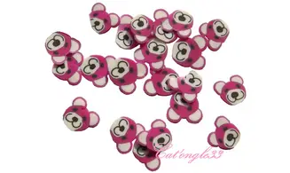 Sachet de fimo ourson fuchsia