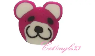 Sachet de fimo ourson fuchsia