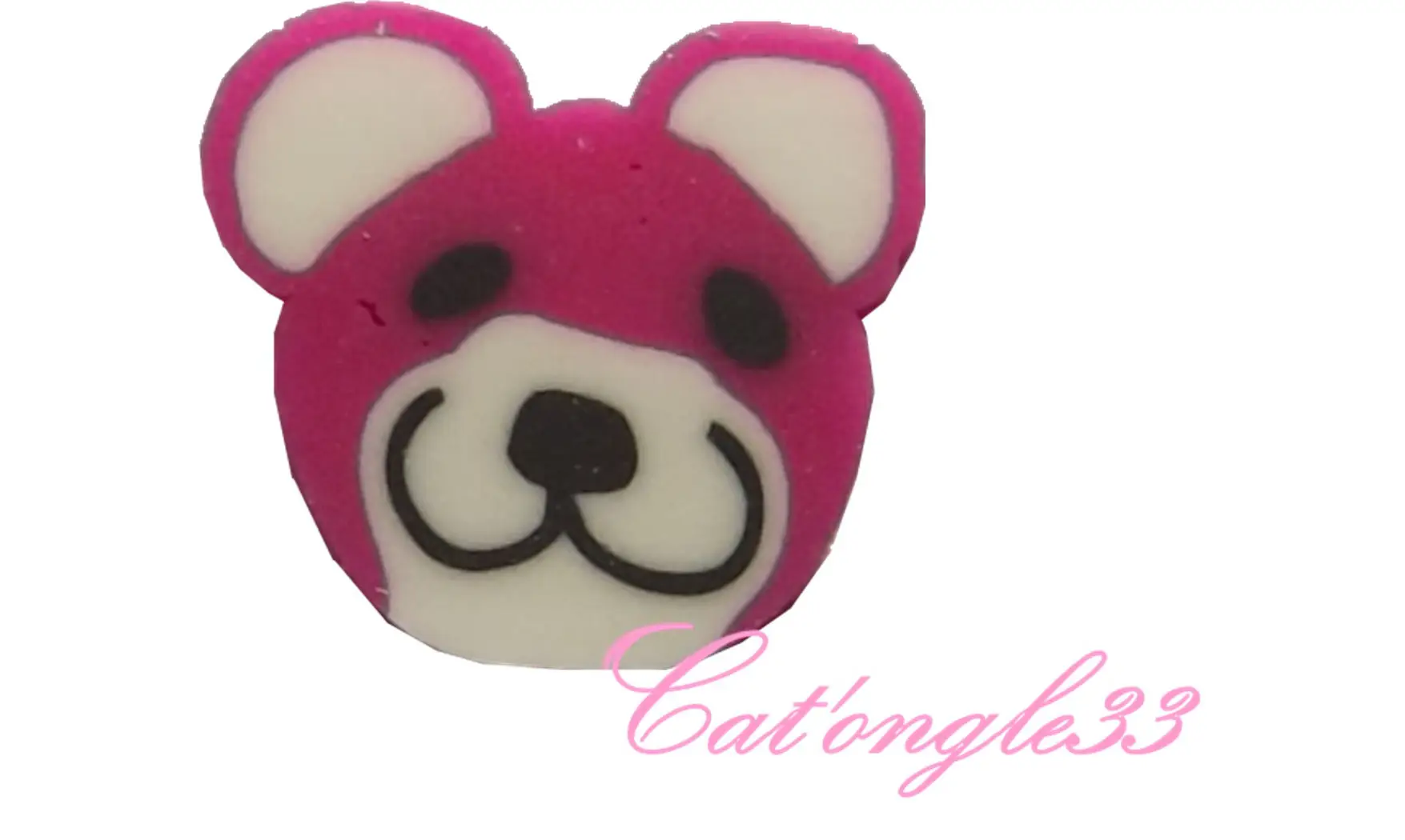 Sachet de fimo ourson fuchsia