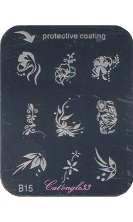 Plaque stamping B15 rectangle nail art