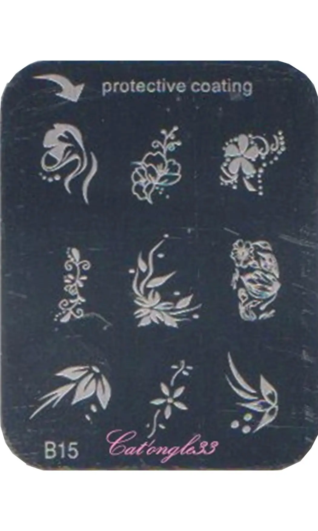 Plaque stamping B15 rectangle nail art