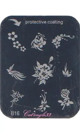 Plaque stamping B16 rectangle nail art