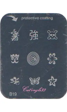 Plaque stamping B19 rectangle nail art