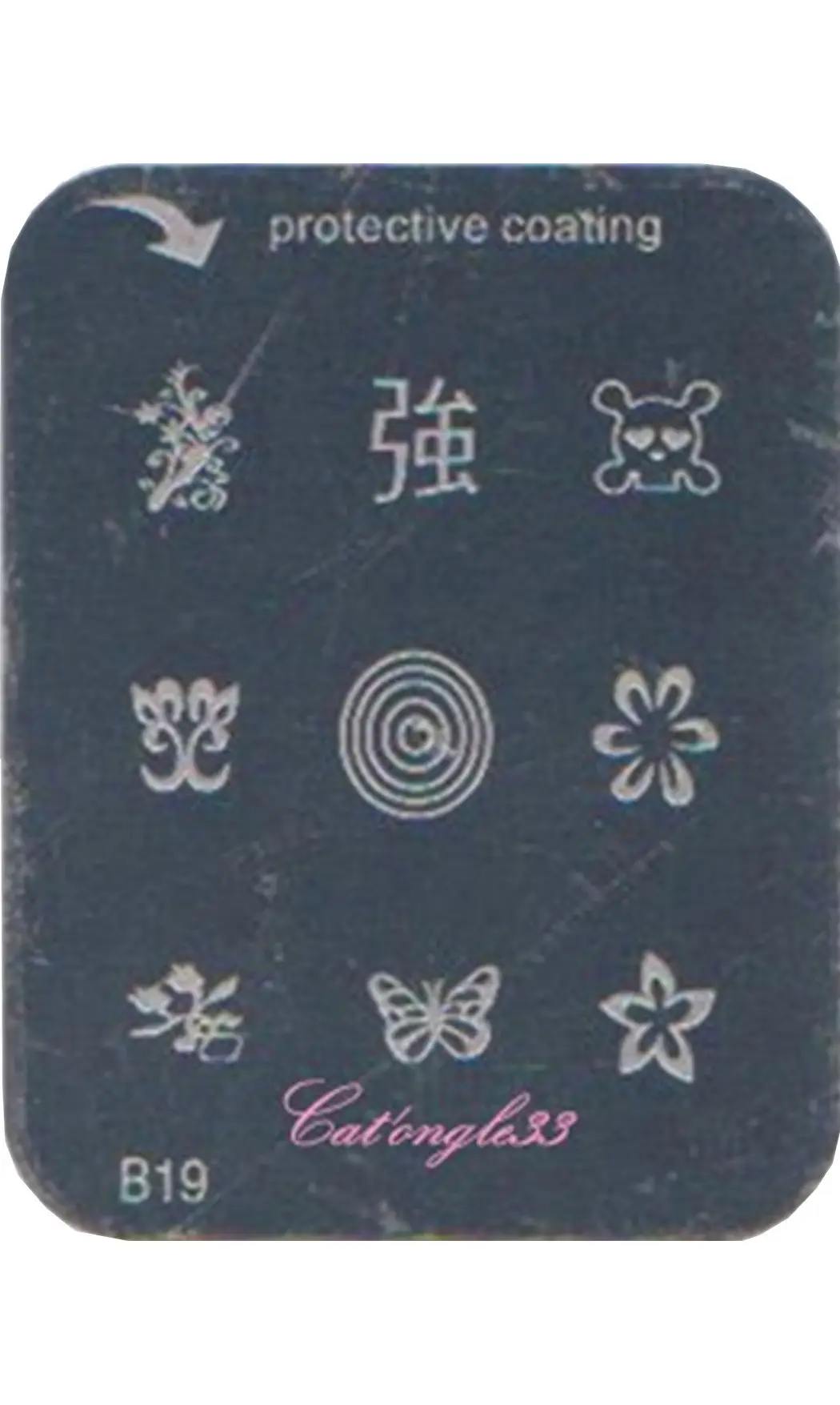 Plaque stamping B19 rectangle nail art
