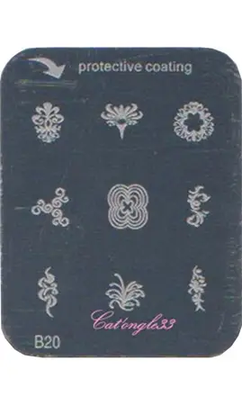 Plaque stamping B20 rectangle nail art
