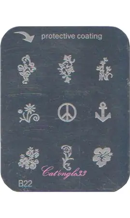 Plaque stamping B22 rectangle nail art