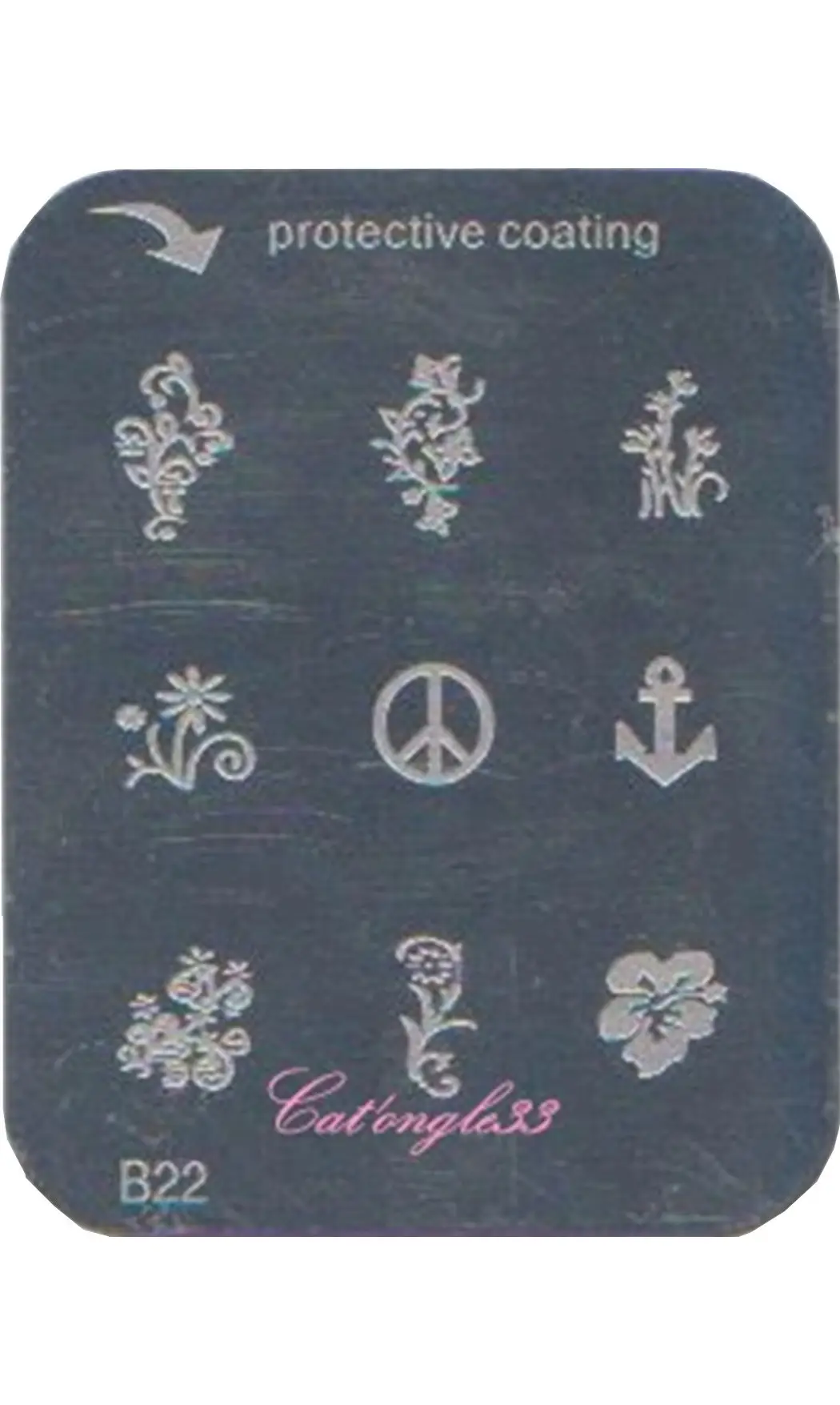 Plaque stamping B22 rectangle nail art