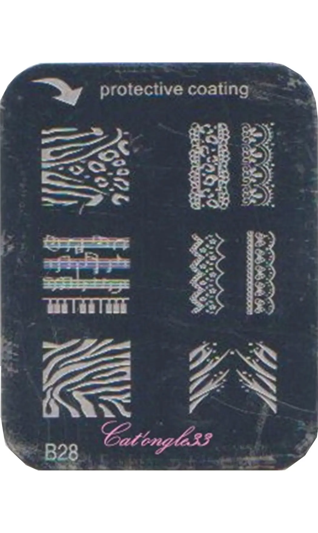 Plaque stamping B28 rectangle nail art