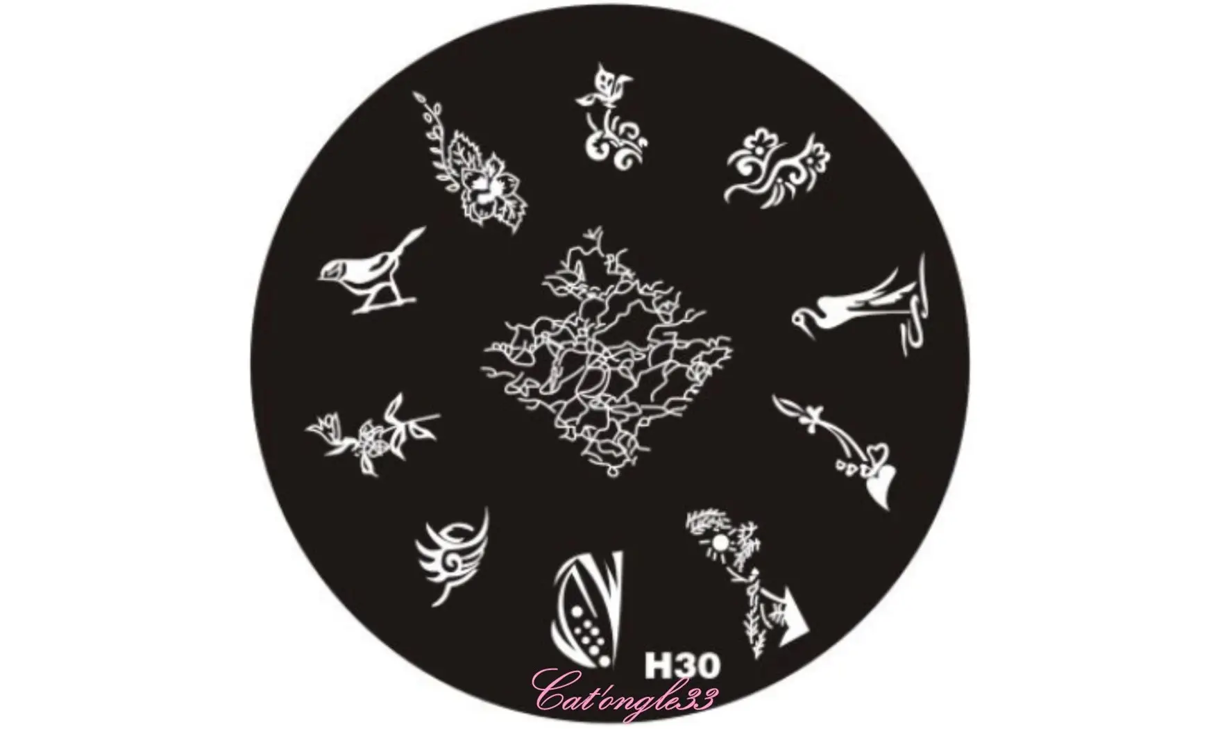 Plaque stamping H30 ronde nail art