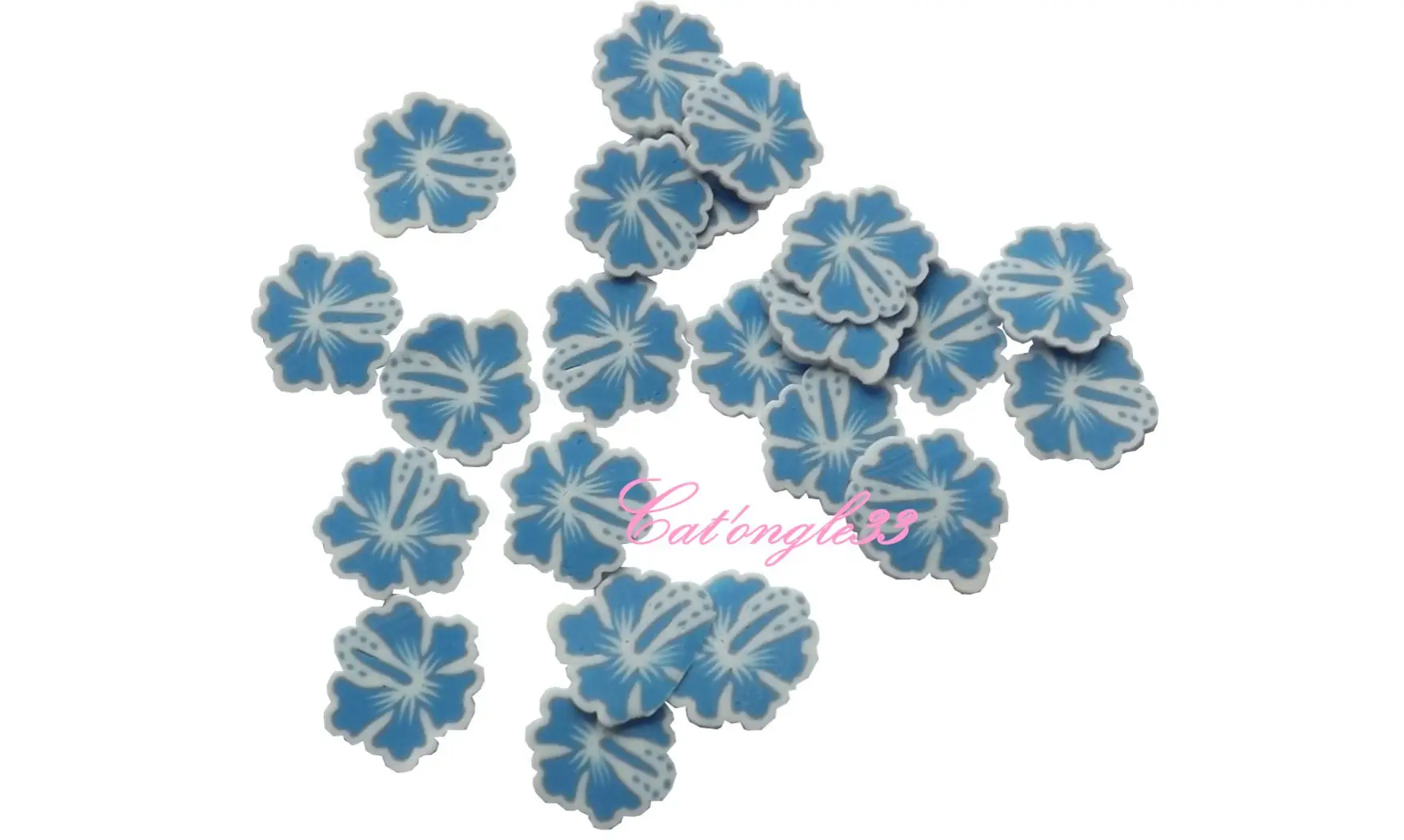 Sachet de fimo hibiscus bleu clair