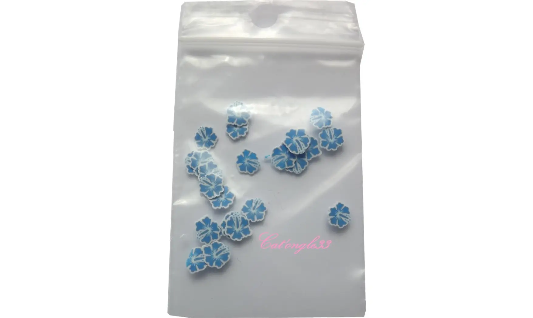 Sachet de fimo hibiscus bleu clair