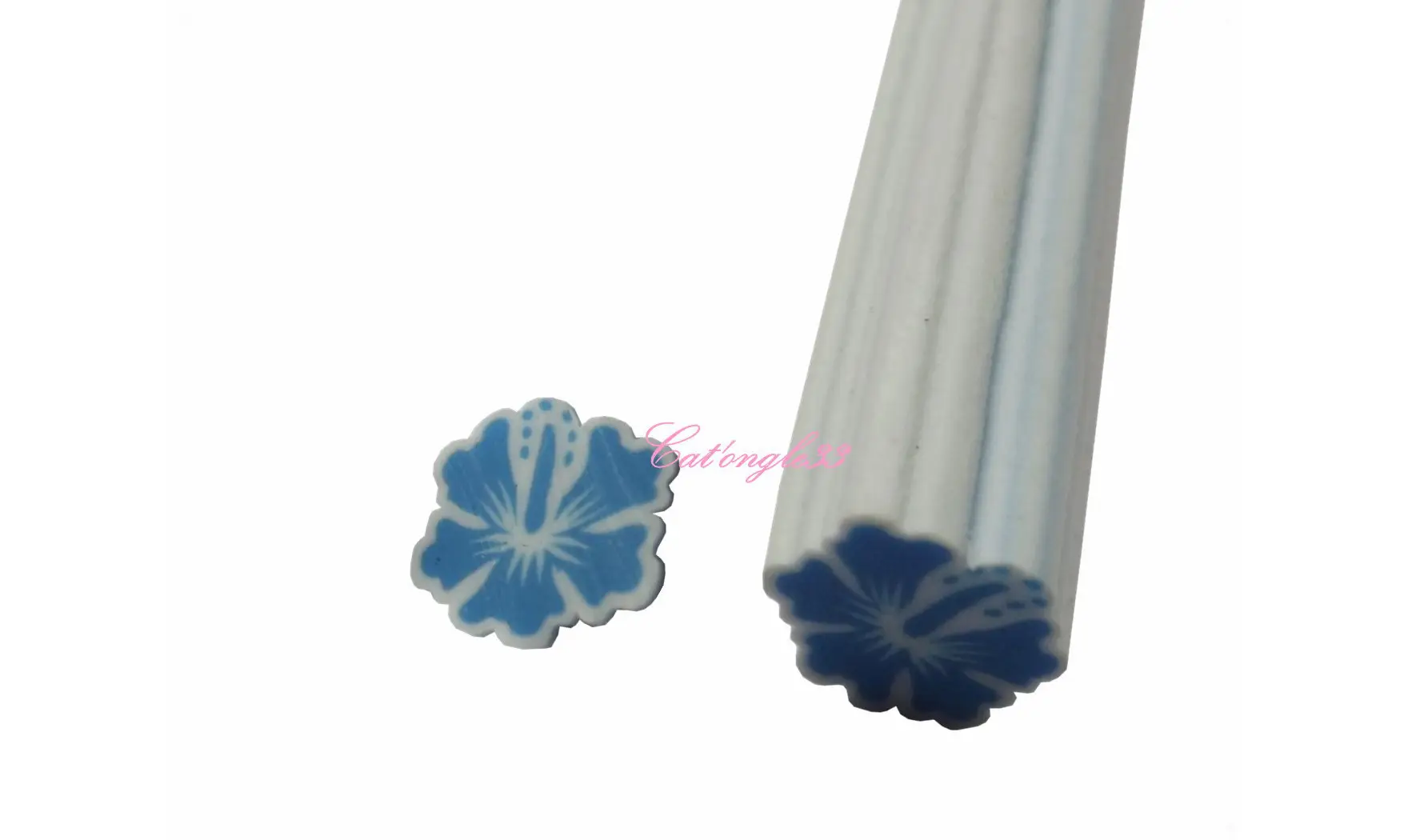 Baton fimo hibiscus bleu clair