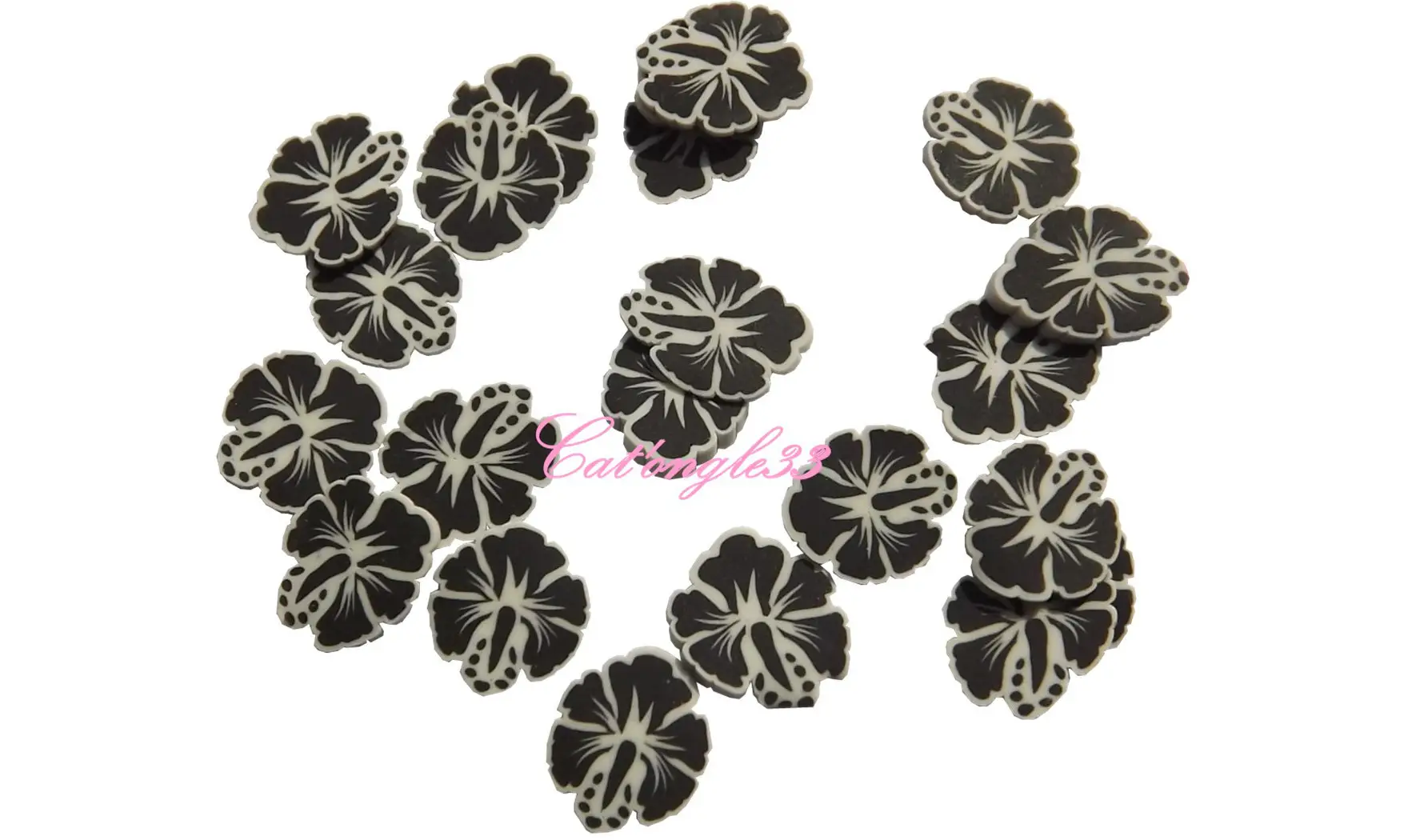 Sachet de fimo hibiscus noir