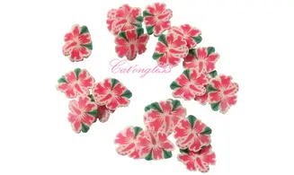 Sachet de fimo hibiscus rouge feuille