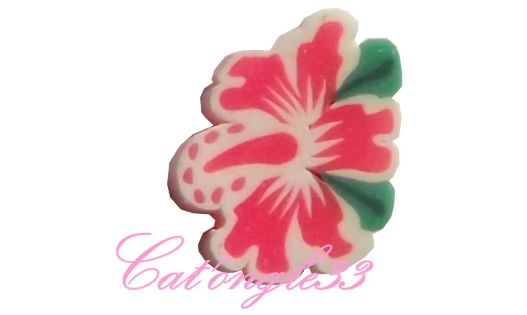 Sachet de fimo hibiscus rouge feuille