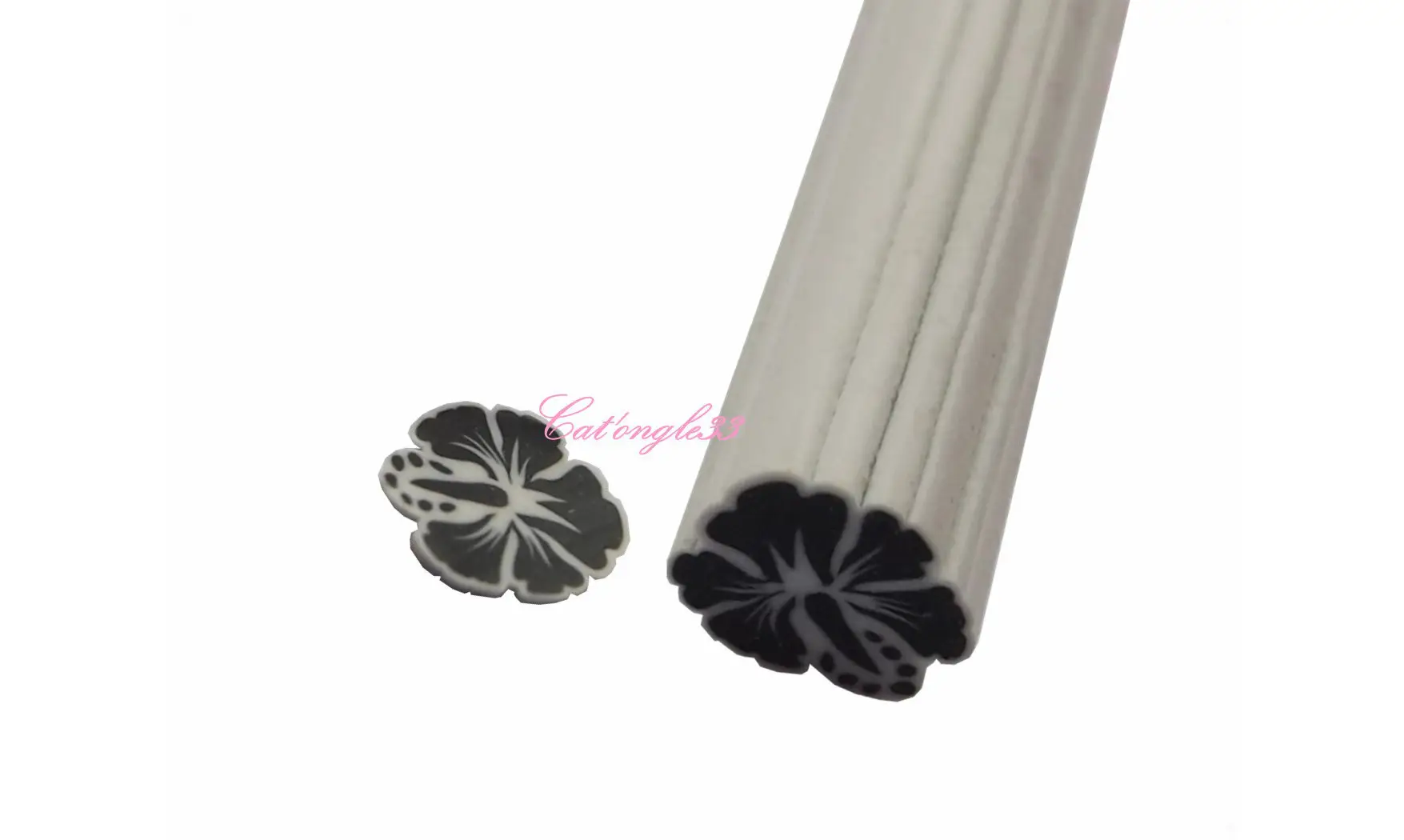 Baton fimo hibiscus noir