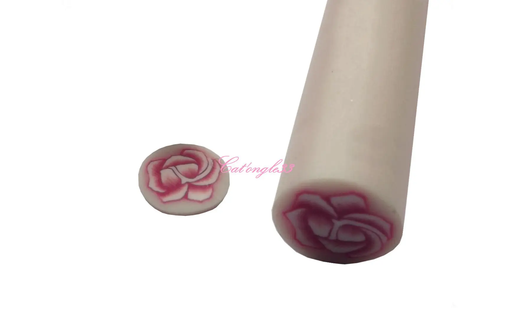 Baton fimo rose blanche rose