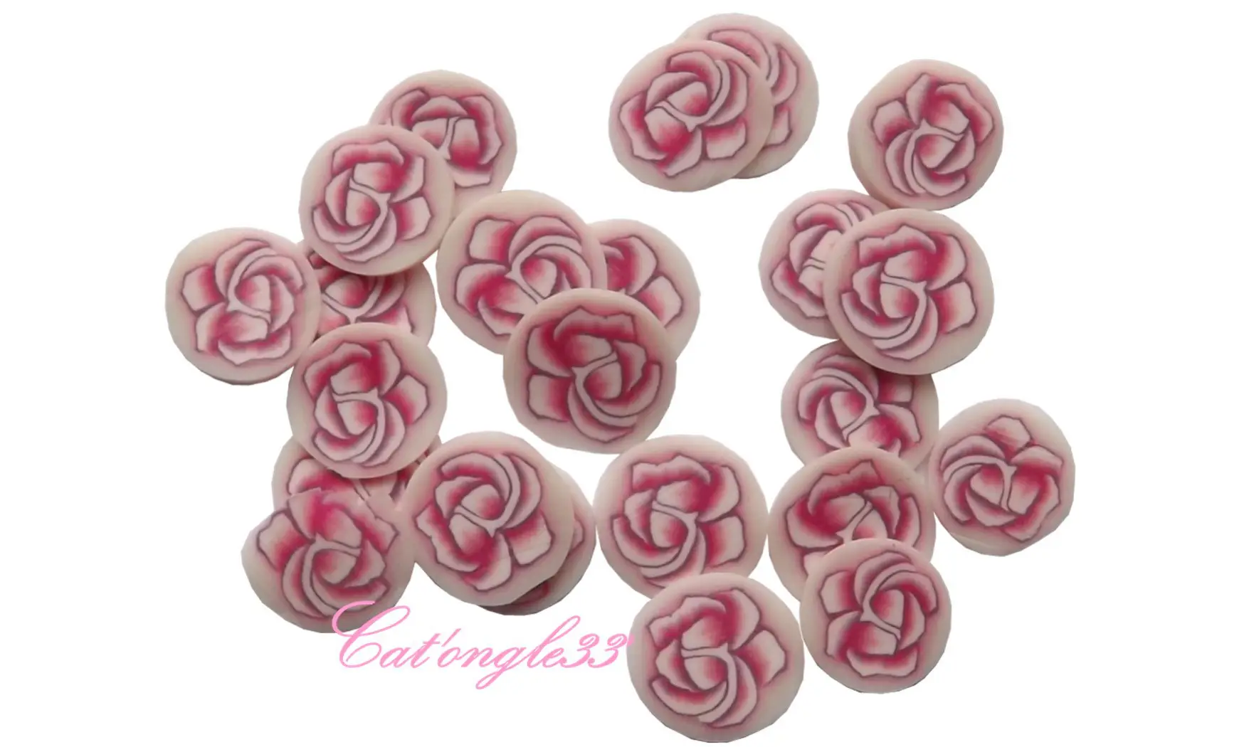 Sachet de fimo rose blanche rose