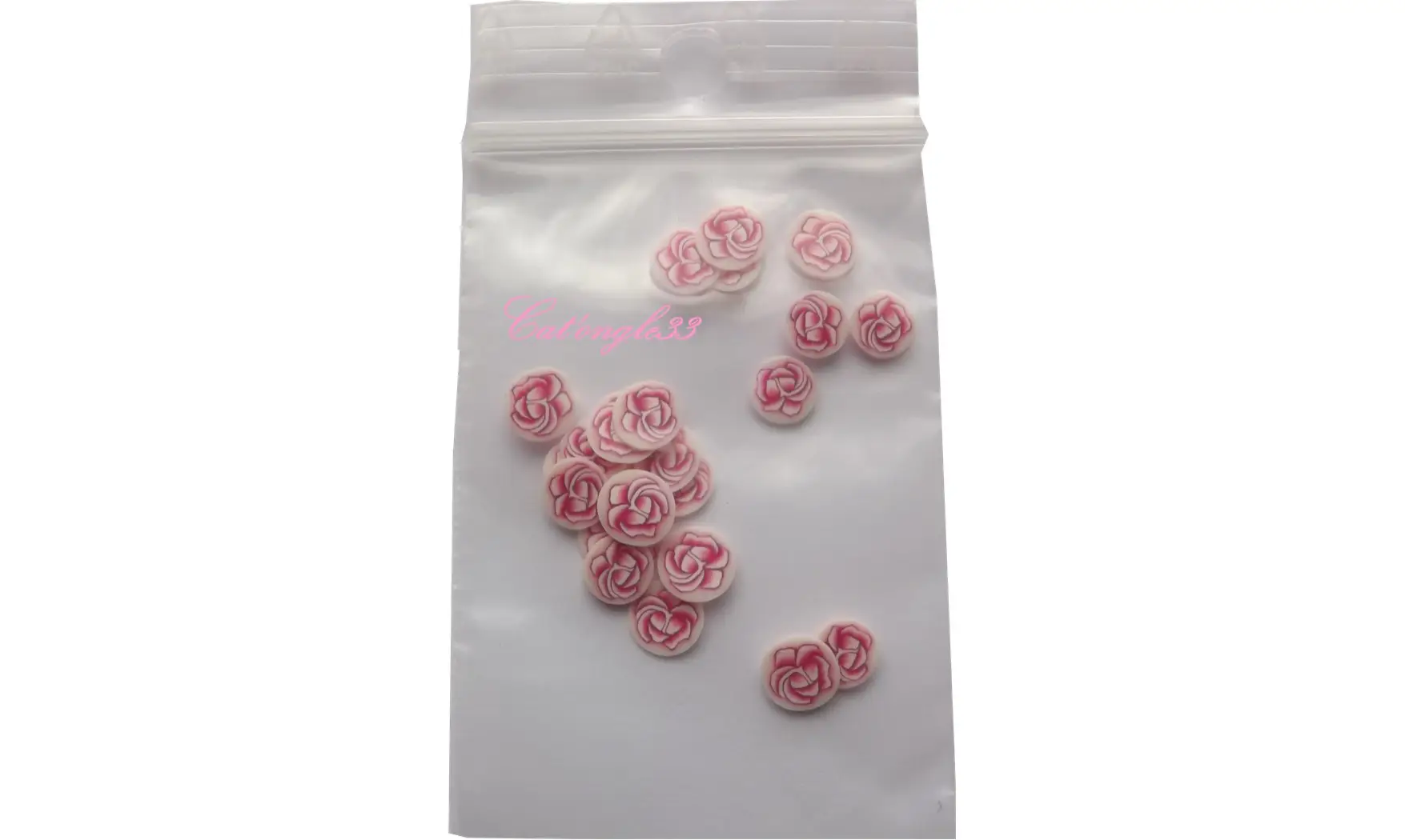 Sachet de fimo rose blanche rose