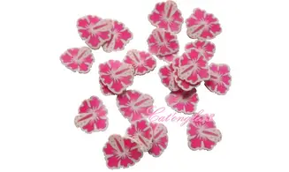 Sachet fimo hibiscus rose clair