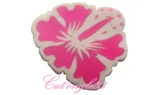 Sachet fimo hibiscus rose clair