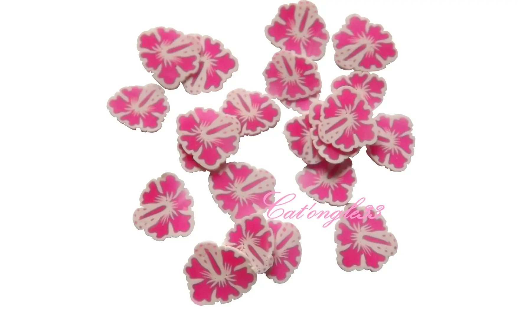 Sachet fimo hibiscus rose clair