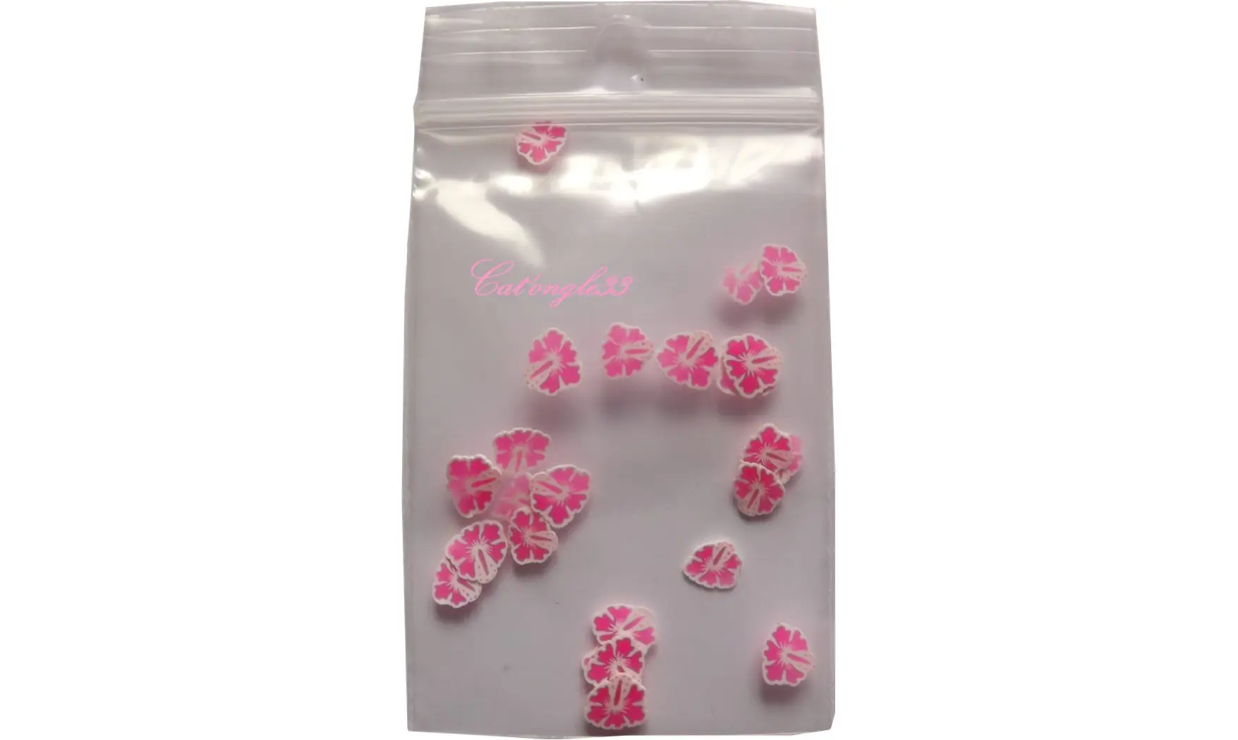 Sachet fimo hibiscus rose clair