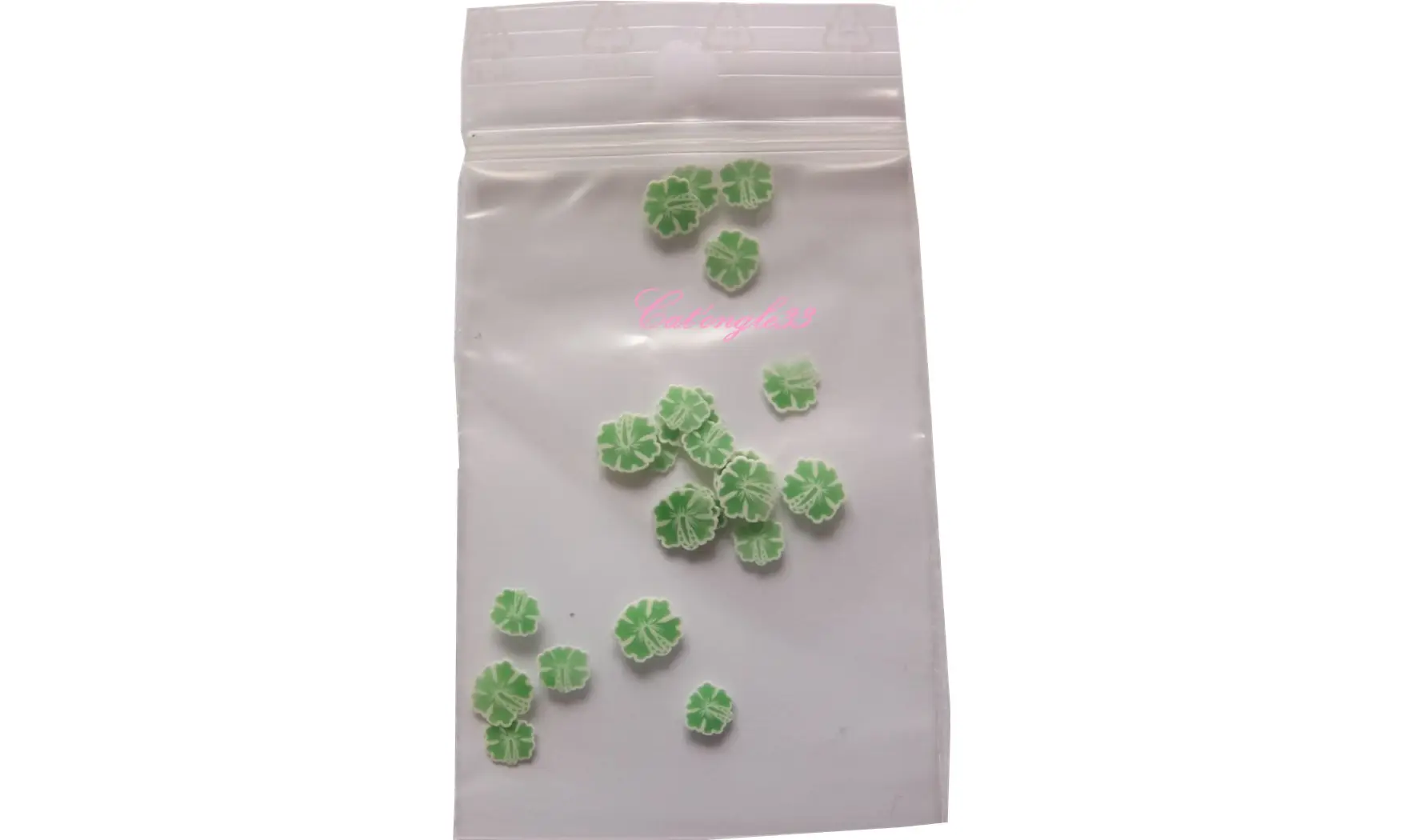 Sachet fimo hibiscus vert