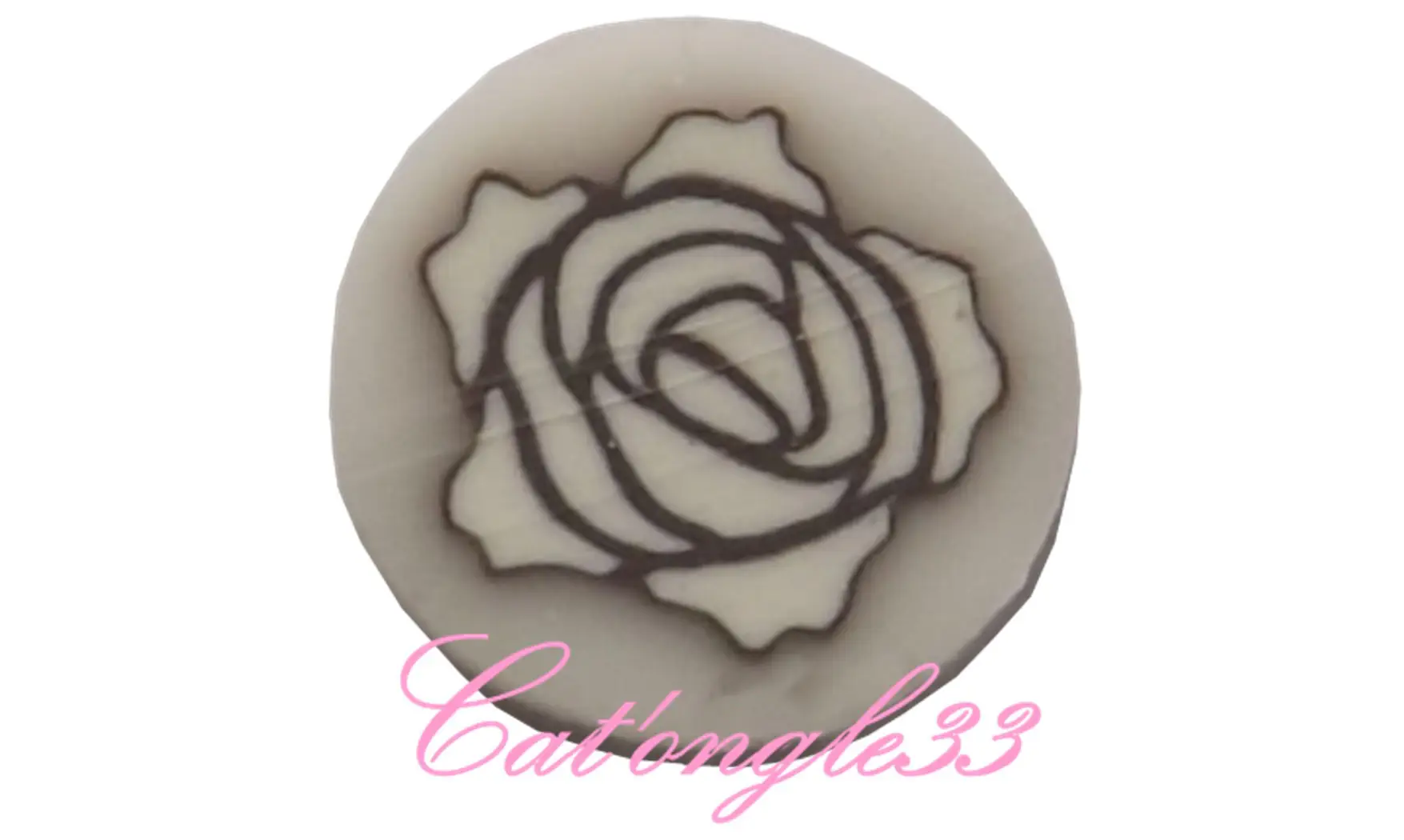 Sachet fimo rose blanche grise