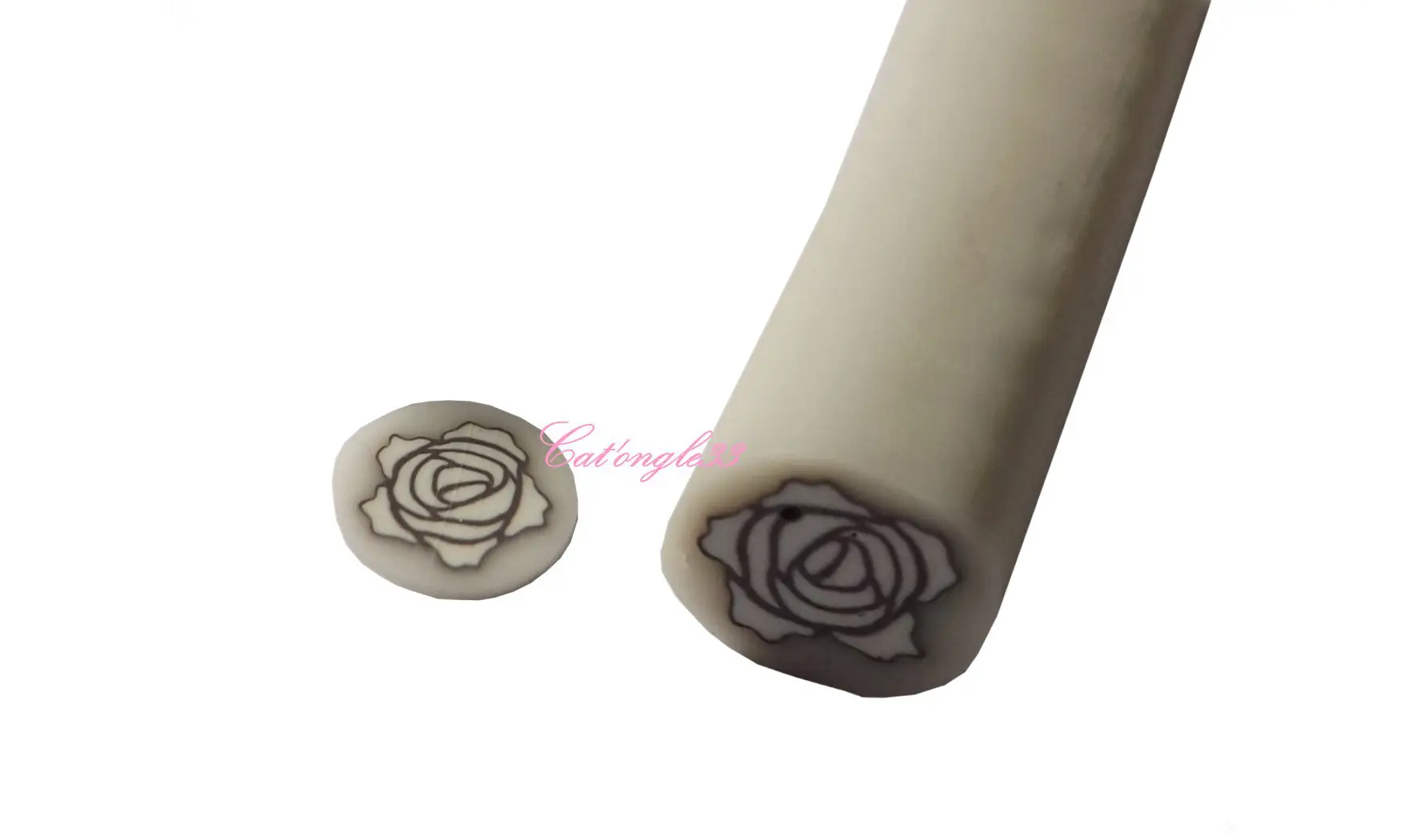 Baton fimo rose blanche grise