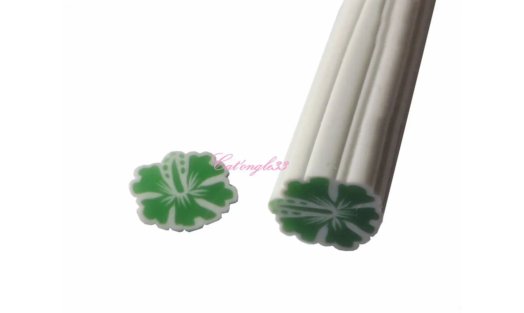 Baton fimo hibiscus vert