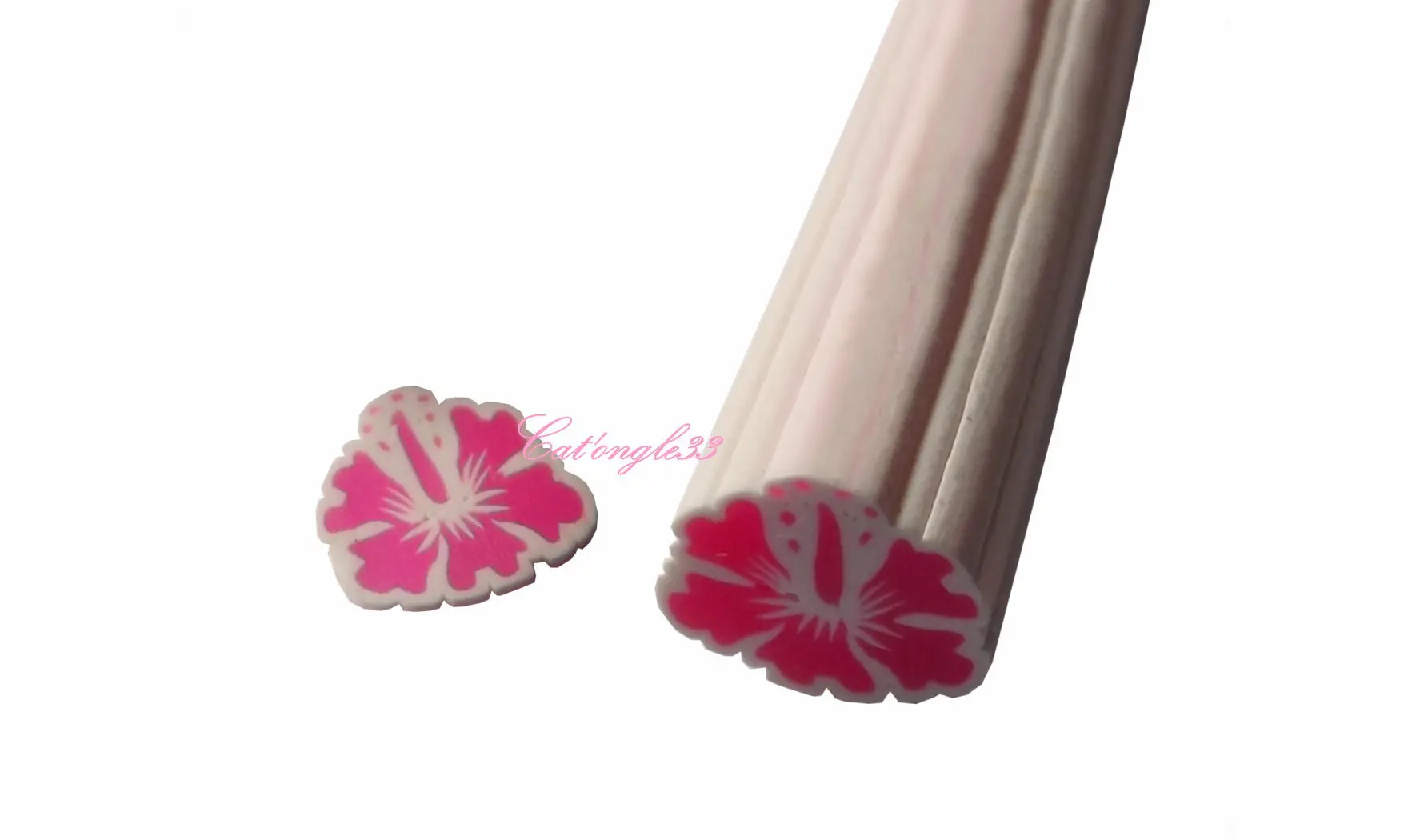 Baton fimo hibiscus rose clair