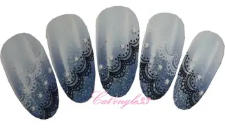 Water décal dentelle blanc noir S031