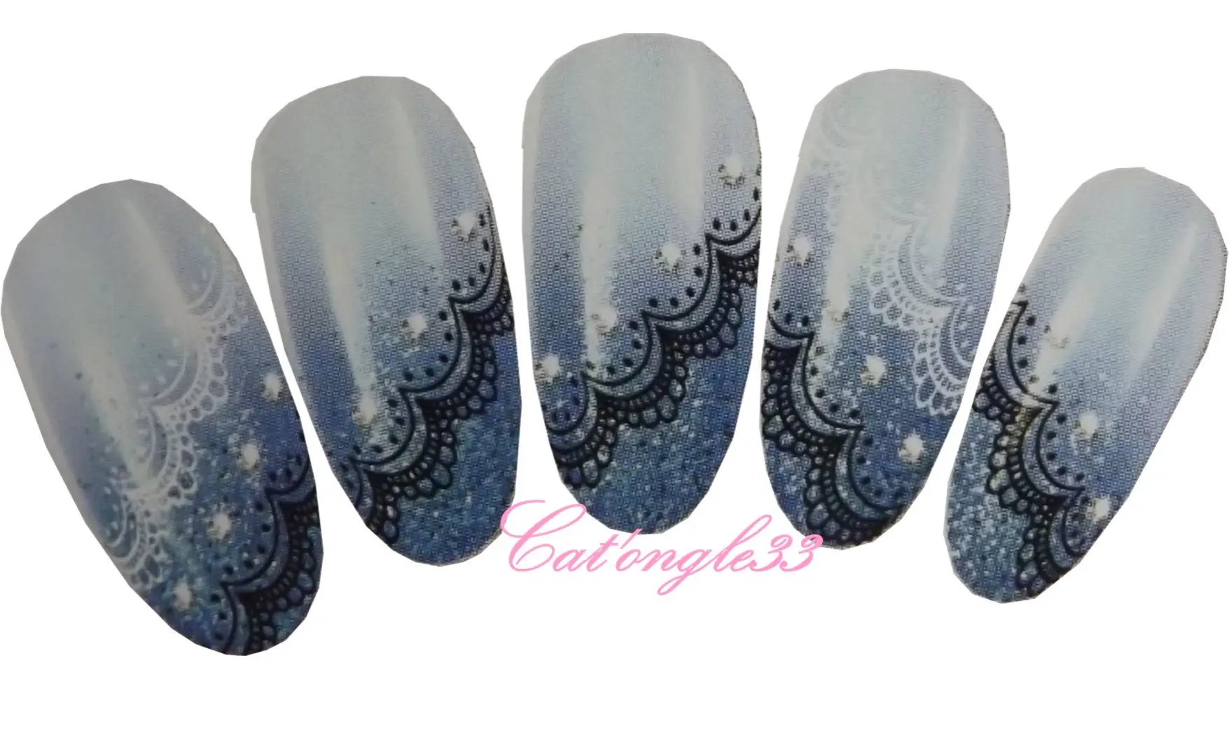 Water décal dentelle blanc noir S031