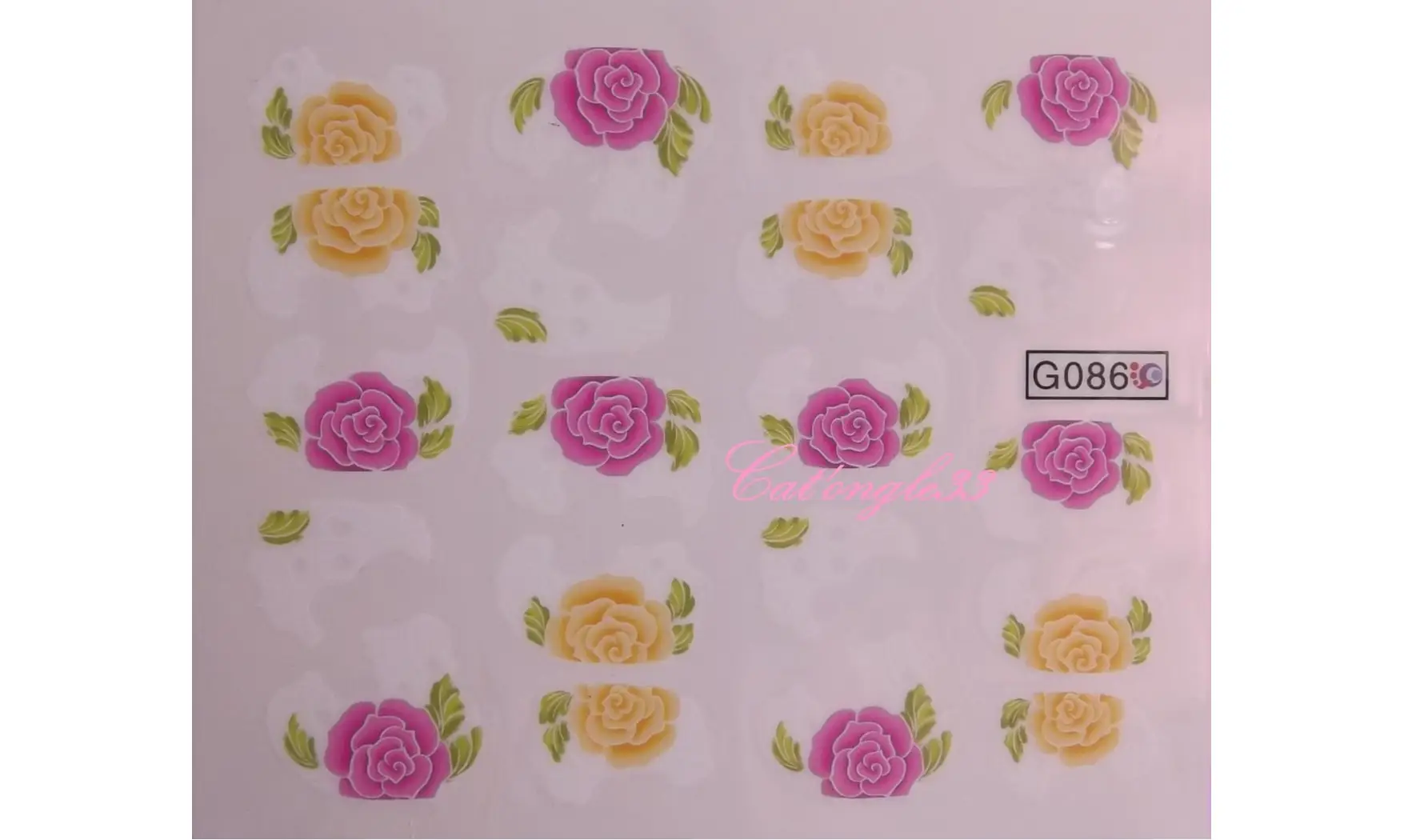 Water décal rose jaune rose G086