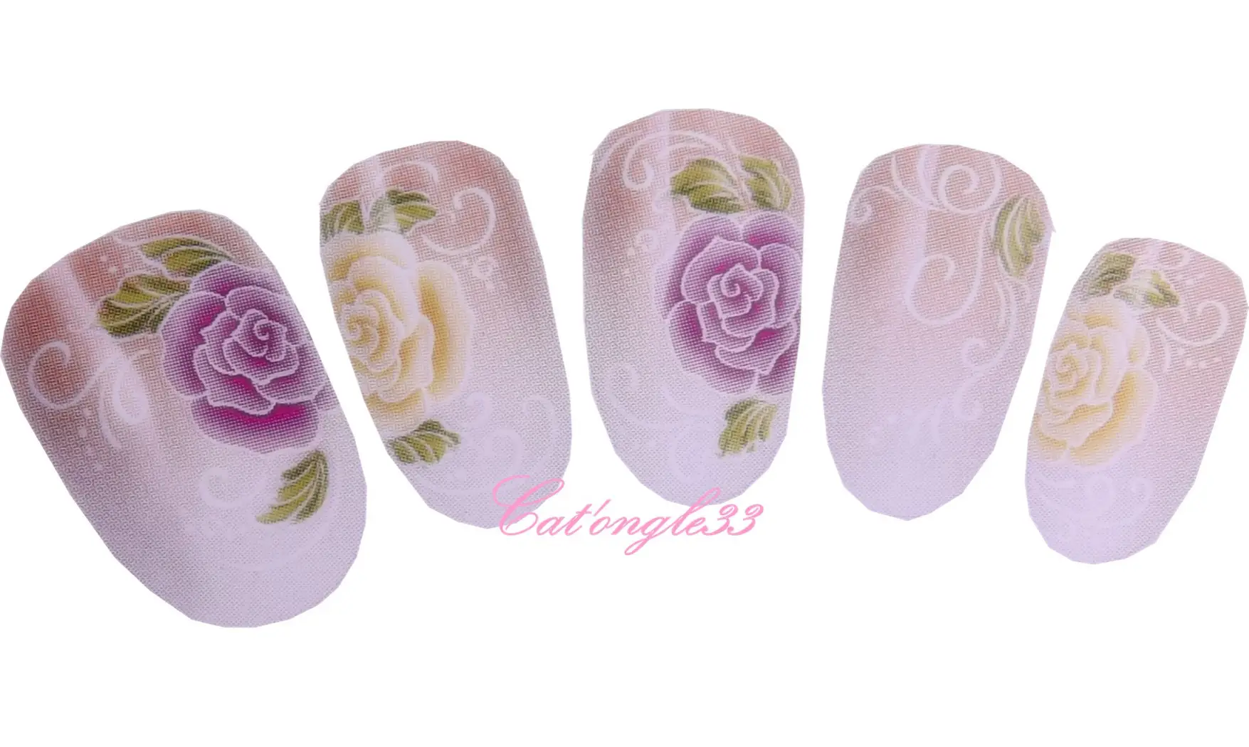 Water décal rose jaune rose G086