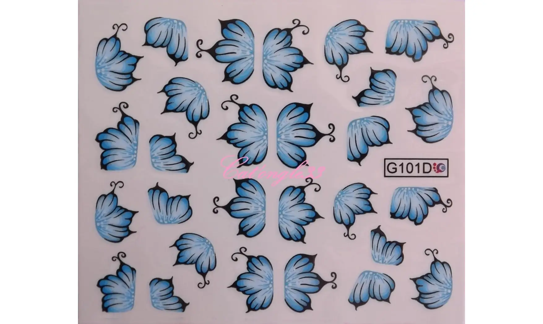 Water décal Fleurs bleu G101D