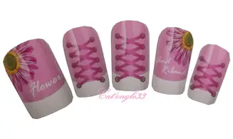 Water décal Fleurs rose et lacet G141